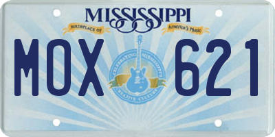 MS license plate MOX621