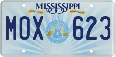 MS license plate MOX623