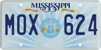 MS license plate MOX624