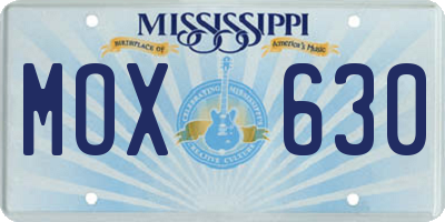 MS license plate MOX630