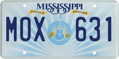MS license plate MOX631