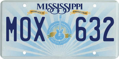 MS license plate MOX632