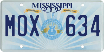 MS license plate MOX634