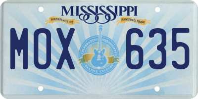 MS license plate MOX635