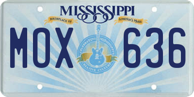 MS license plate MOX636