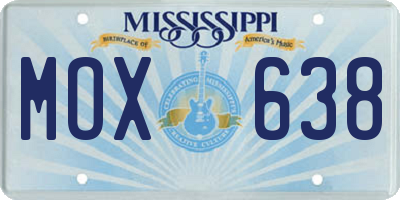MS license plate MOX638