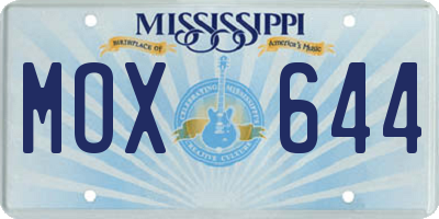 MS license plate MOX644