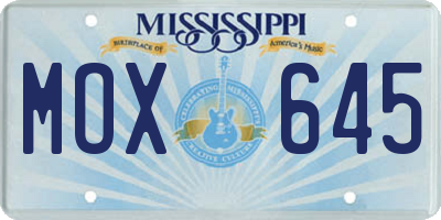 MS license plate MOX645