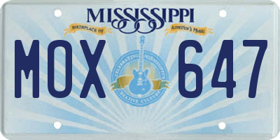 MS license plate MOX647
