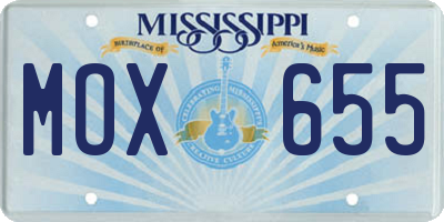 MS license plate MOX655