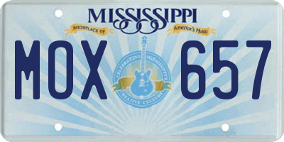 MS license plate MOX657