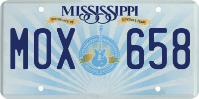 MS license plate MOX658