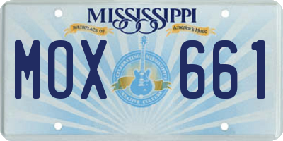 MS license plate MOX661