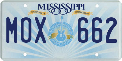 MS license plate MOX662