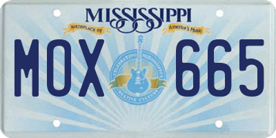 MS license plate MOX665