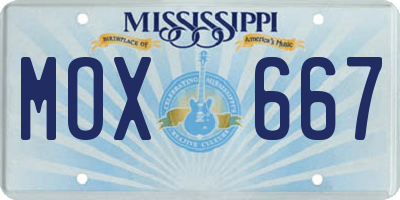 MS license plate MOX667