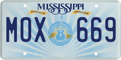 MS license plate MOX669
