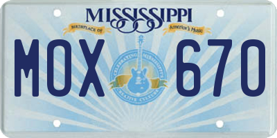 MS license plate MOX670