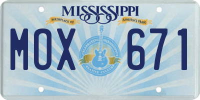 MS license plate MOX671