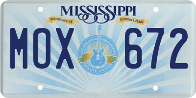 MS license plate MOX672