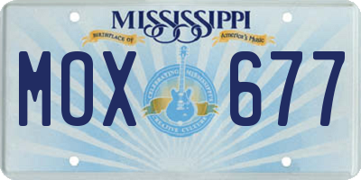 MS license plate MOX677