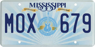 MS license plate MOX679