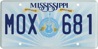 MS license plate MOX681