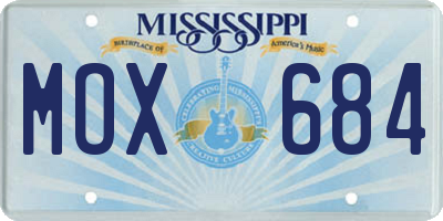 MS license plate MOX684