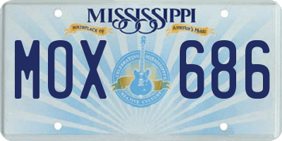 MS license plate MOX686