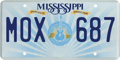 MS license plate MOX687