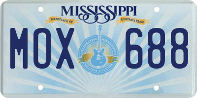 MS license plate MOX688