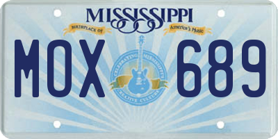 MS license plate MOX689