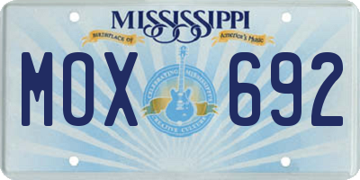 MS license plate MOX692