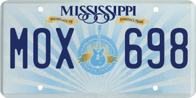 MS license plate MOX698