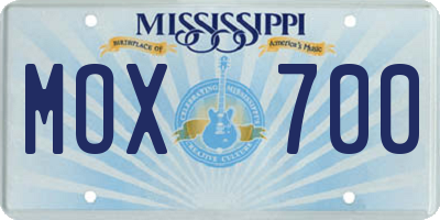 MS license plate MOX700
