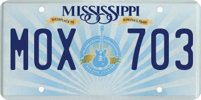 MS license plate MOX703