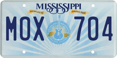 MS license plate MOX704