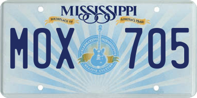 MS license plate MOX705