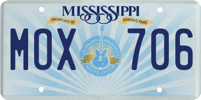 MS license plate MOX706