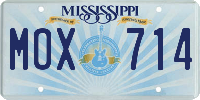 MS license plate MOX714