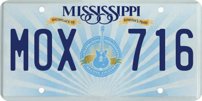 MS license plate MOX716