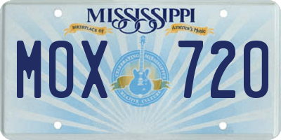 MS license plate MOX720