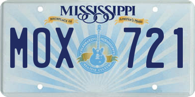 MS license plate MOX721