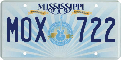 MS license plate MOX722