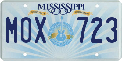 MS license plate MOX723
