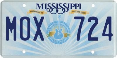 MS license plate MOX724