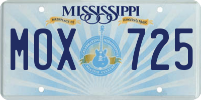MS license plate MOX725