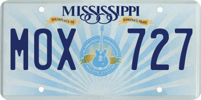 MS license plate MOX727