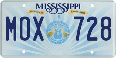MS license plate MOX728