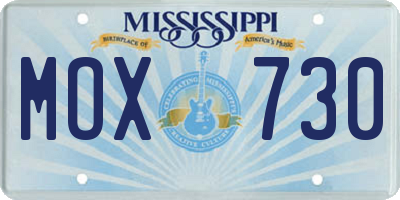 MS license plate MOX730